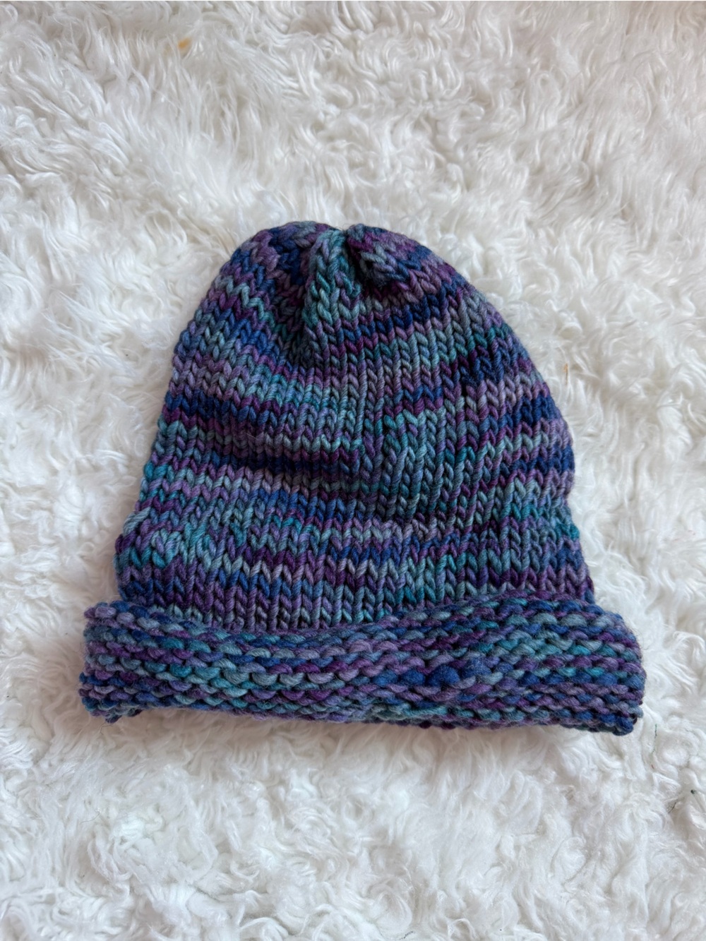Handknit Beanie Hand dyed Merino Wool - Aurora